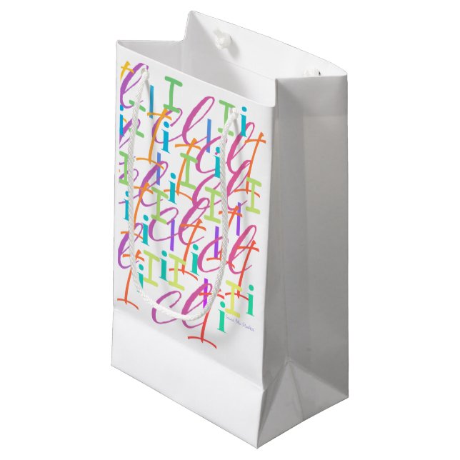 Buchstabenkonfetti "I" Kleine Geschenktüte (Vorderseite Schrägansicht)