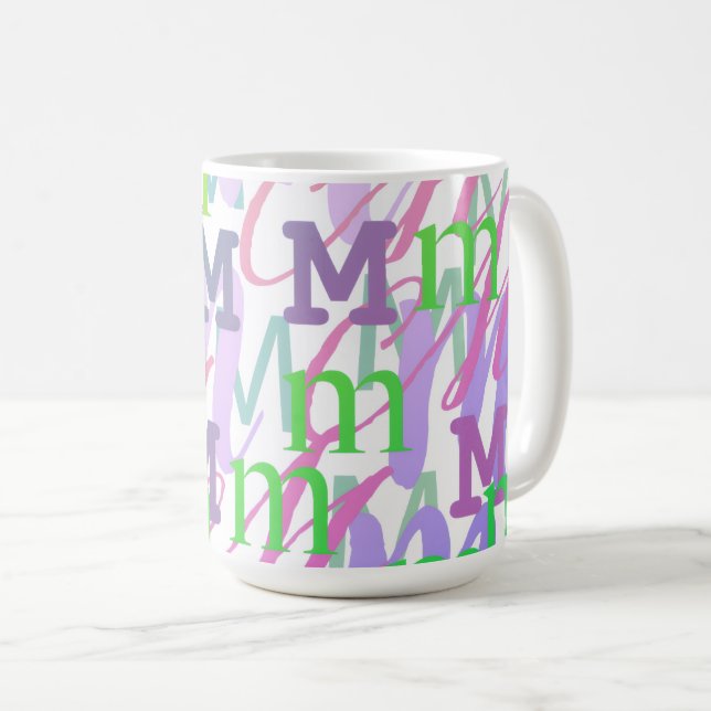 Buchstabenkonfetti "M" Kaffeetasse (VorderseiteRechts)