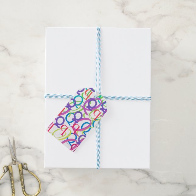 Buchstabenkonfetti "Q" Geschenkanhänger (Mit Garn)