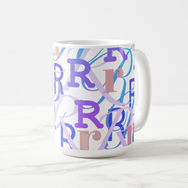Buchstabenkonfetti "R" Kaffeetasse (VorderseiteRechts)