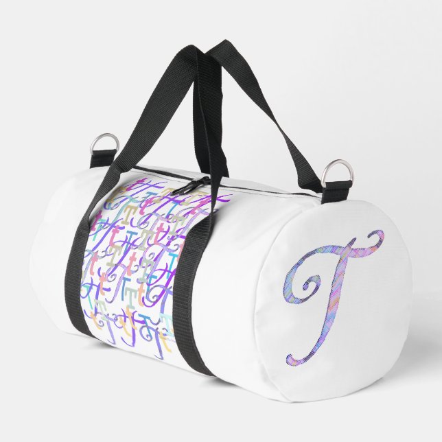 Buchstabenkonfetti "T" Duffle Bag (Linke Seite)