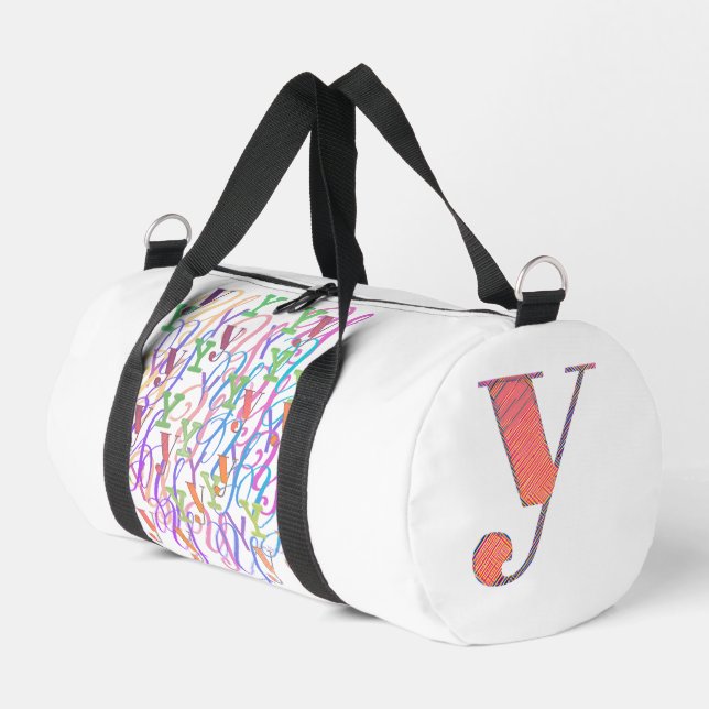 Buchstabenkonfetti "Y" Duffle Bag (Linke Seite)