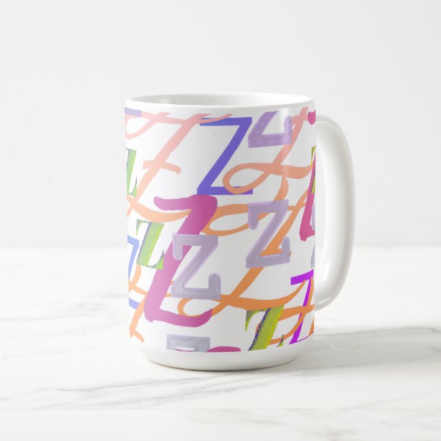 Buchstabenkonfetti "Z" Kaffeetasse (VorderseiteRechts)