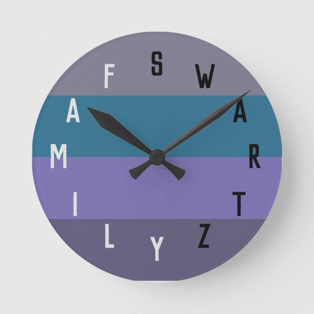 Buchstabennummern Runde Wanduhr (Vorderseite)