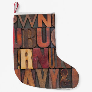 Buchstabenzufall - Vintages Buchstabenholz Kleiner Weihnachtsstrumpf