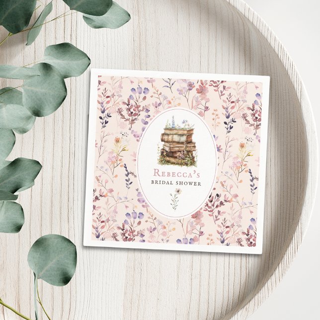 Buchstapel Brautparty Aquarellfarben Wildblume Serviette (Von Creator hochgeladen)