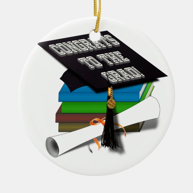 Buchstapel "GLÜCKWUNSCH ZUM GRAD" Diplom Silbernes Ornament (Vorne)