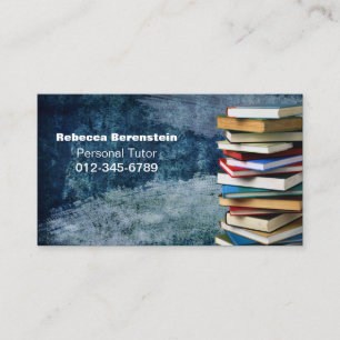 Buchstapel Private Tutor Blue Business Card Visitenkarte