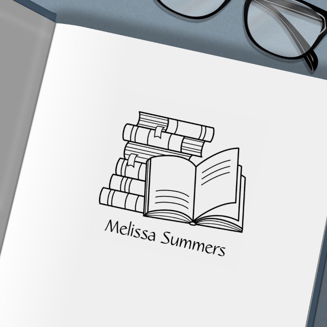 Buchstapel und Offenes Buch - Buchzeichen Permastempel (Von Creator hochgeladen)