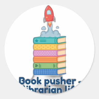 Buchstapler — Bibliothekar Leben Runder Aufkleber