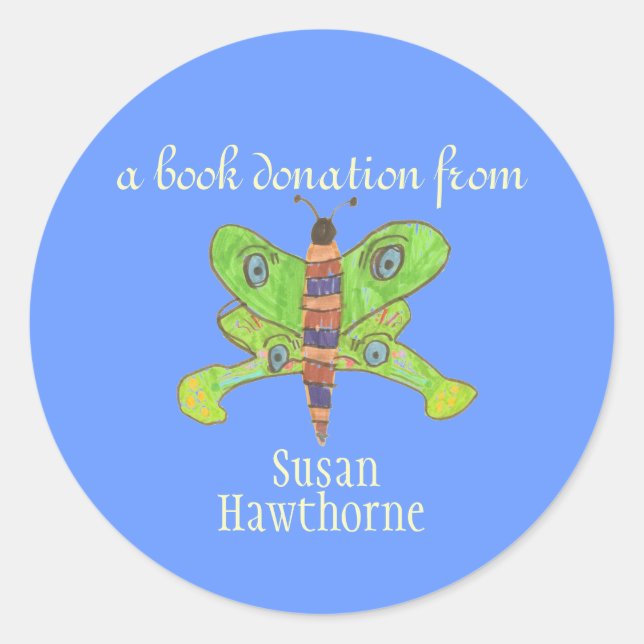 Buchsticker - Schmetterling Runder Aufkleber (Vorderseite)