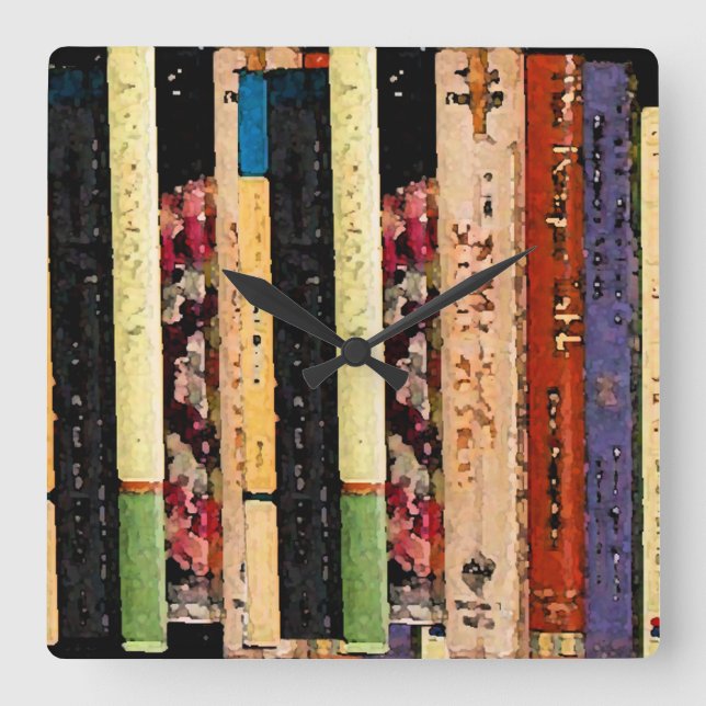 Buchstütze Quadratische Wanduhr (Vorderseite)