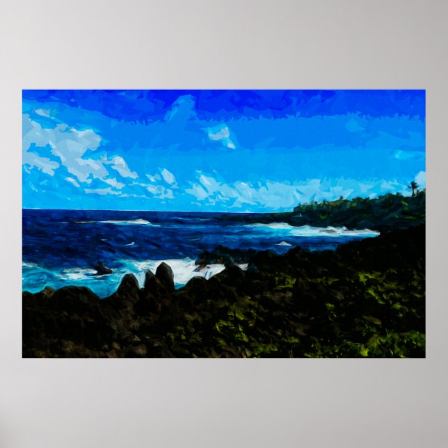 Bucht auf dem Weg nach Hana Maui Abstrakt Poster (Vorne)