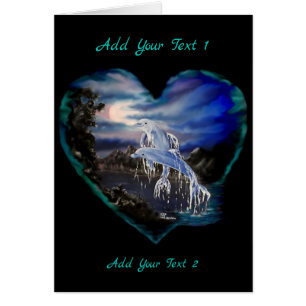 Bucht bei Nacht , Dolphin Liebe Card