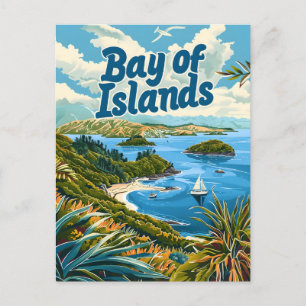 Bucht der Inseln Neuseeland Vintage Postkarte
