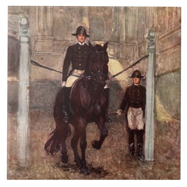 Bucht Lipizzan Stallion Piaffe Fliese (Vorderseite)