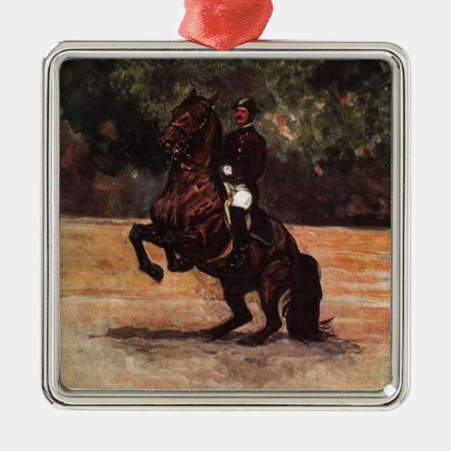 Bucht Lipizzaner Levade Ornament Aus Metall (Vorne)