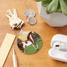 Bucht und weißes Pinto-Arabian-Pferd Schlüsselanhänger