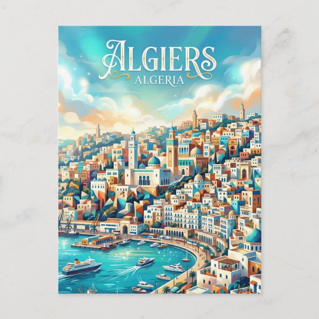 Bucht von Algier Algerien Postkarte (Vorderseite)
