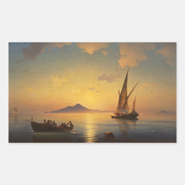 Bucht von Neapel Ivan Aivazovsky Seescape Rechteckiger Aufkleber (Vorderseite)