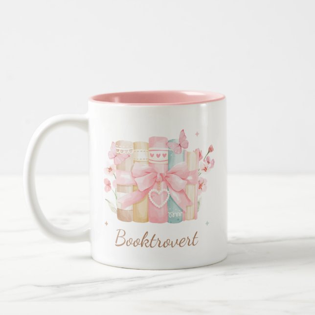 Buchtrovert Coquette Book Zweifarbige Tasse (Links)