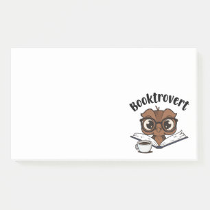 Buchtroverte Eule mit Buch und Kaffee Post-it Klebezettel