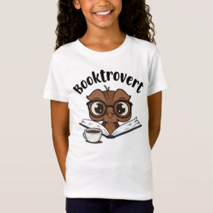 Buchtroverte Eule mit Buch und Kaffee T-Shirt