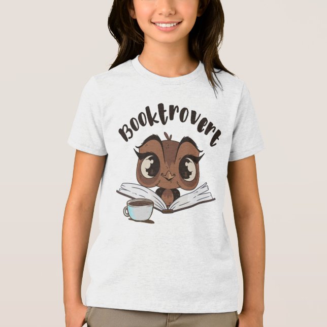 Buchtroverte Eule mit Buch und Kaffee Tri-Blend Shirt (Vorderseite)