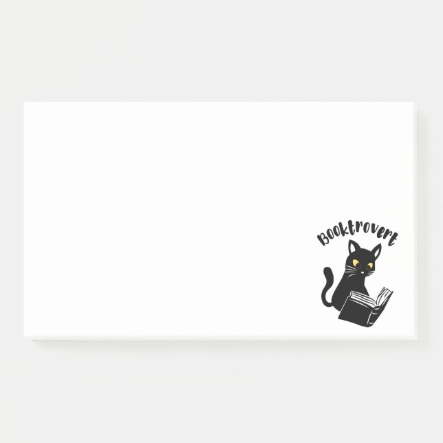 Buchtrovertekatze mit Buch Post-it Klebezettel (Vorderseite)