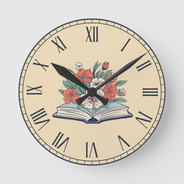 Buchuhr Runde Wanduhr (Vorderseite)