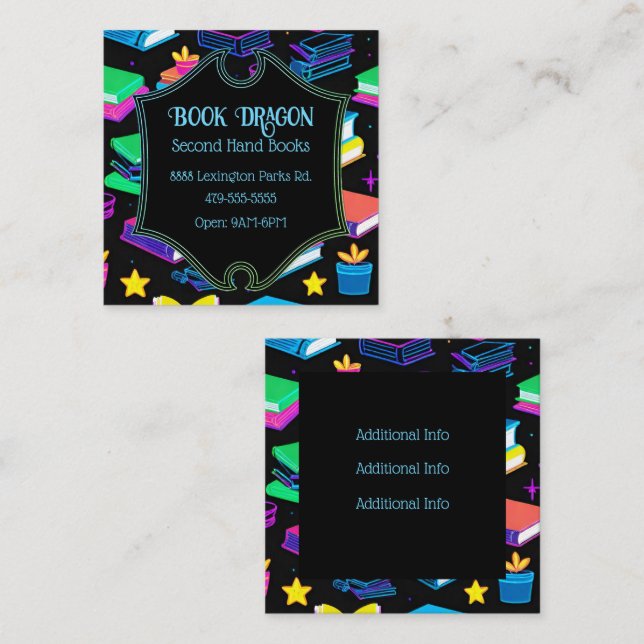 Buchungs-Bookshop Quadratische Visitenkarte (Vorne/Hinten)