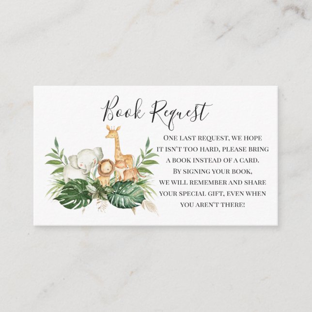 Buchungsanfrage für Tiere im Grünen und Safari Begleitkarte (Vorderseite)