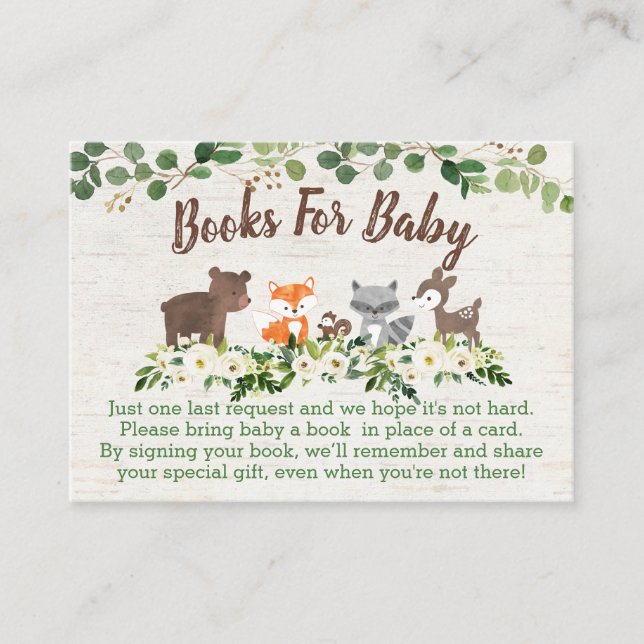 Buchungsanfragen für Woodland Animal Floral Baby C Platzkarte (Vorderseite)