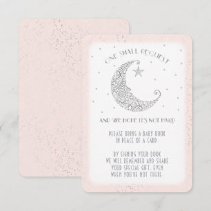 Buchwunsch Mond Stern Baby Shower Silber Rosa Einladung