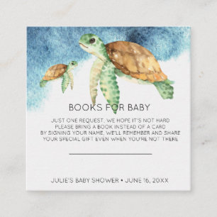 Buchwunsch   Sea Turtle Baby Shower Einlage Begleitkarte