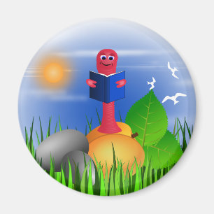 Buchwurm Niedliches Rundmagnet Magnet