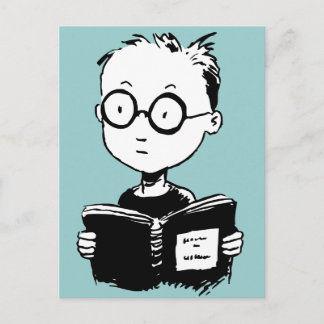 Buchwurm Postkarte