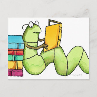 Buchwurm Postkarte