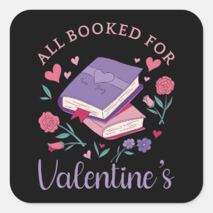 Buchwürmer - Alle für Valentinstag gebucht II Quadratischer Aufkleber