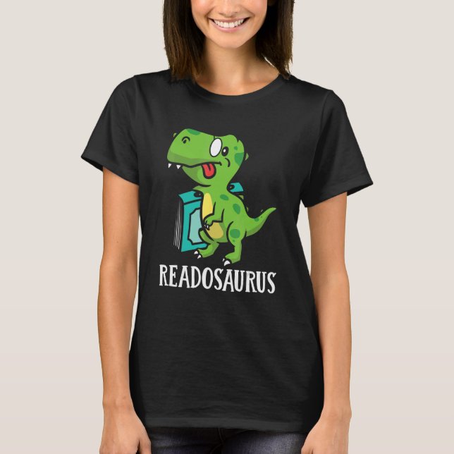 Buchwürmer Lesewürmer Lesen Readasaurus Dinosaurie T-Shirt (Vorderseite)