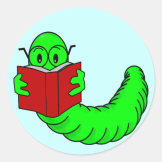 Buchwurmsticker Runder Aufkleber