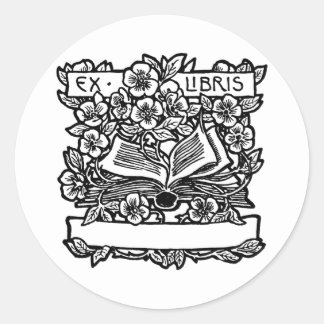 Buchzeichen-Aufkleber für Bücher und Blume Runder Aufkleber