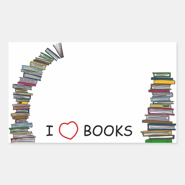 Buchzeichen Buchstapel Rechteckiger Aufkleber (Vorderseite)