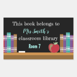Buchzeichen der Chalkboard-Klassenbibliothek Rechteckiger Aufkleber