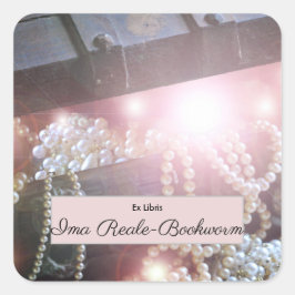 Buchzeichen-Etiketten für Schatztruhen Quadratischer Aufkleber