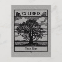 Buchzeichen Ex Libris Tree in Field