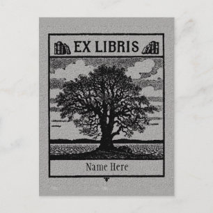 Buchzeichen Ex Libris Tree in Field Postkarte