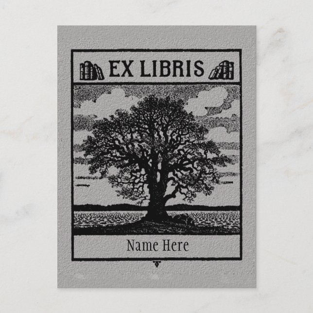 Buchzeichen Ex Libris Tree in Field Postkarte (Vorderseite)