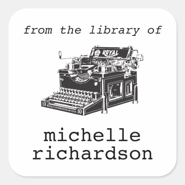 Buchzeichen für antike Schreibmaschinen Quadratischer Aufkleber (Vorderseite)