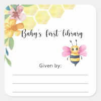 Buchzeichen für Baby Shower mit Biene, Bücher für 